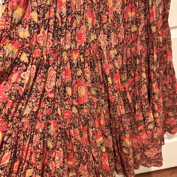 Free People Brown and Orange Smocked Tiered Maxi Dress Size M pre-owned. - Picture 8 of 8